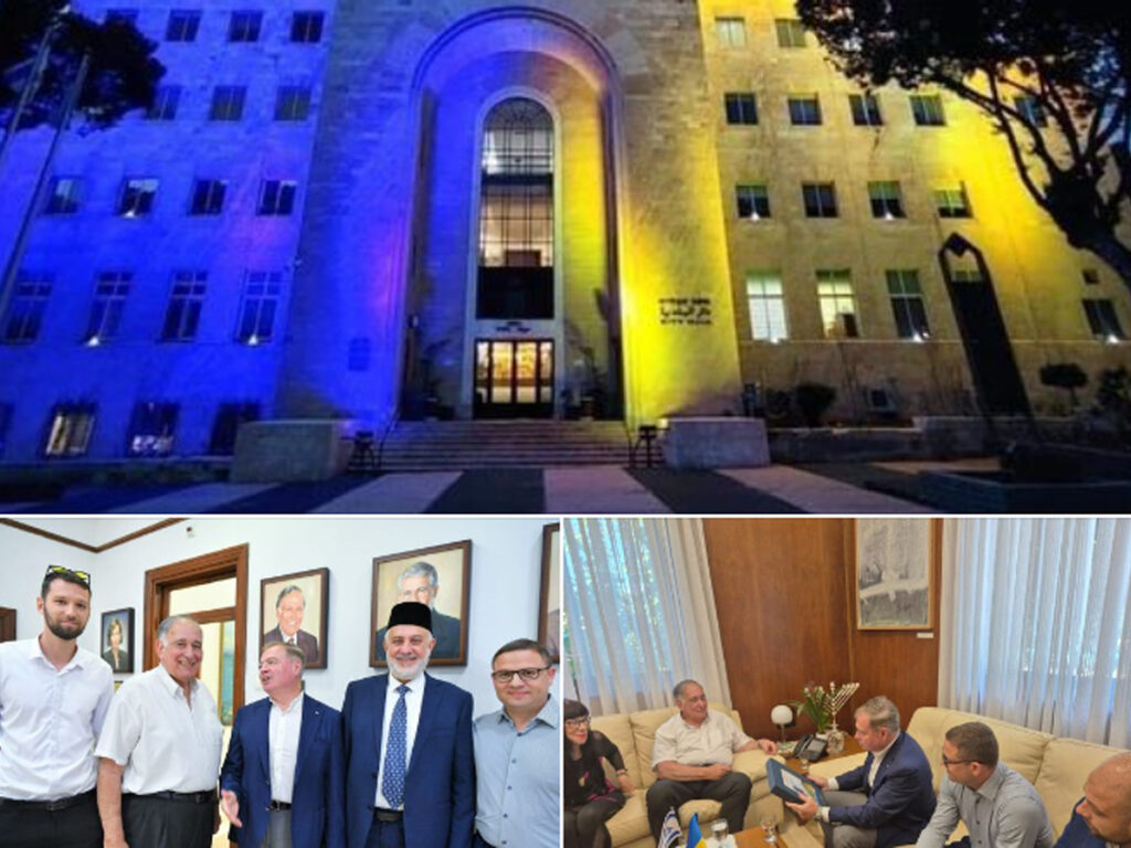 Посол України в Ізраїлі зустрівся з мером Хайфи та висловив подяку за підсвічування будівлі мерії у кольори українського прапора до Дня Незалежності України.